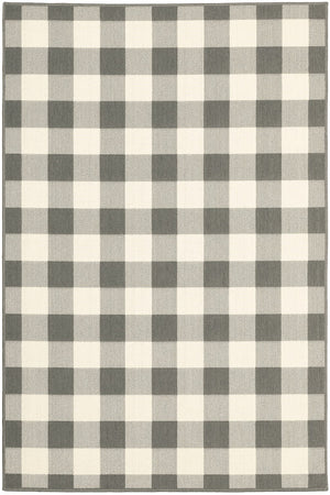 HomeRoots 5' Indoor Outdoor Area Rug - Chic Gray and Ivory Design for Durable Style in Any Space Grey/ Ivory 8'6" x 13' 389530
