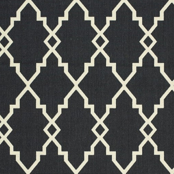 HomeRoots 5' Black and Ivory Area Rug – Elegant Indoor Outdoor Style, Durable, Easy Care for Versatile Spaces 7'10" x 10'10" 389535