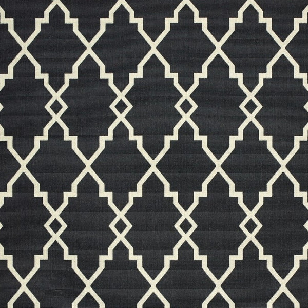 HomeRoots 5' Black and Ivory Area Rug – Elegant Indoor Outdoor Style, Durable, Easy Care for Versatile Spaces 7'10" x 10'10" 389535