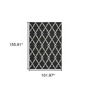 HomeRoots 5' Black and Ivory Area Rug – Elegant Indoor Outdoor Style, Durable, Easy Care for Versatile Spaces 8'6" x 13' 389537