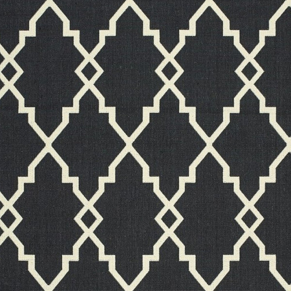 HomeRoots 5' Black and Ivory Area Rug – Elegant Indoor Outdoor Style, Durable, Easy Care for Versatile Spaces 8'6" x 13' 389537