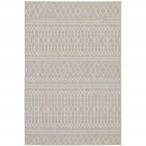HomeRoots 7' Contemporary Gray and Ivory Geometric Area Rug for Indoor/Outdoor Spaces - Durable Design 7'10" x 10' 389541