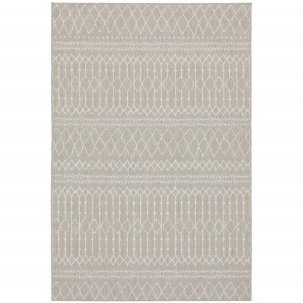 HomeRoots 7' Contemporary Gray and Ivory Geometric Area Rug for Indoor/Outdoor Spaces - Durable Design 7'10" x 10' 389541