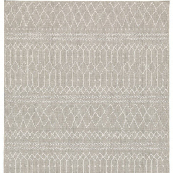 HomeRoots 7' Contemporary Gray and Ivory Geometric Area Rug for Indoor/Outdoor Spaces - Durable Design 7'10" x 10' 389541