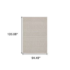 HomeRoots 7' Contemporary Gray and Ivory Geometric Area Rug for Indoor/Outdoor Spaces - Durable Design 7'10" x 10' 389541