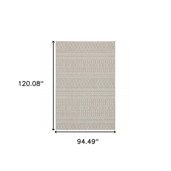 HomeRoots 7' Contemporary Gray and Ivory Geometric Area Rug for Indoor/Outdoor Spaces - Durable Design 7'10" x 10' 389541