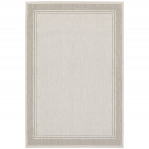HomeRoots 7' Elegant Gray and Ivory Indoor Outdoor Area Rug - Durable, Low-Maintenance Design for Any Space 6'7" x 9'2" 389545