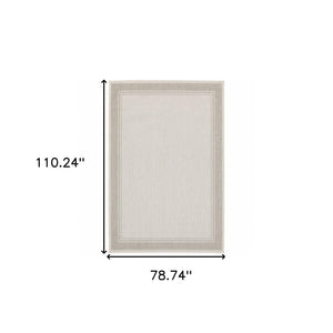 HomeRoots 7' Elegant Gray and Ivory Indoor Outdoor Area Rug - Durable, Low-Maintenance Design for Any Space 6'7" x 9'2" 389545