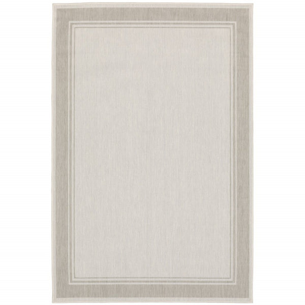HomeRoots 7' Elegant Gray and Ivory Indoor Outdoor Area Rug - Durable, Low-Maintenance Design for Any Space 7'10" x 10' 389546