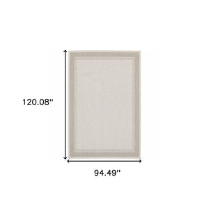 HomeRoots 7' Elegant Gray and Ivory Indoor Outdoor Area Rug - Durable, Low-Maintenance Design for Any Space 7'10" x 10' 389546