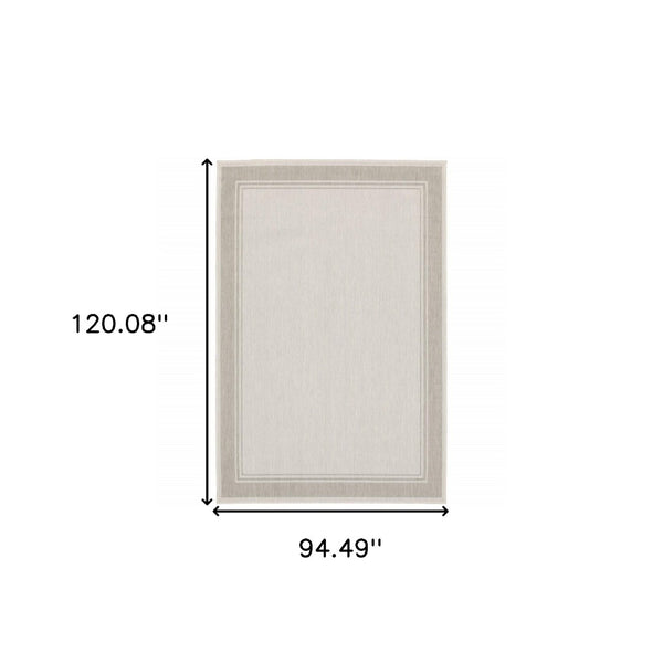 HomeRoots 7' Elegant Gray and Ivory Indoor Outdoor Area Rug - Durable, Low-Maintenance Design for Any Space 7'10" x 10' 389546