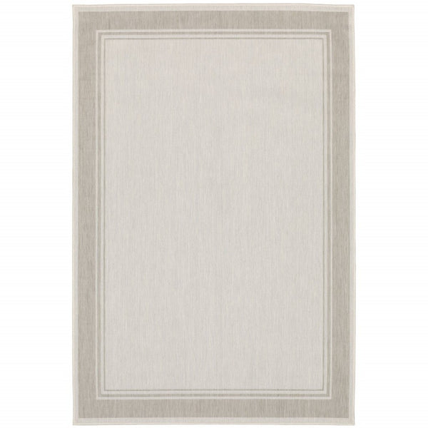 HomeRoots 7' Elegant Gray and Ivory Indoor Outdoor Area Rug - Durable, Low-Maintenance Design for Any Space 7'10" x 10' 389546