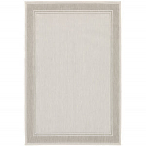 HomeRoots 7' Elegant Gray and Ivory Indoor Outdoor Area Rug - Durable, Low-Maintenance Design for Any Space 9'10" x 12'10" 389547