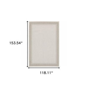 HomeRoots 7' Elegant Gray and Ivory Indoor Outdoor Area Rug - Durable, Low-Maintenance Design for Any Space 9'10" x 12'10" 389547