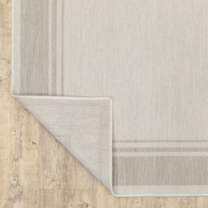 HomeRoots 7' Elegant Gray and Ivory Indoor Outdoor Area Rug - Durable, Low-Maintenance Design for Any Space 9'10" x 12'10" 389547