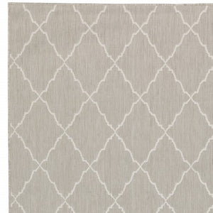 HomeRoots 7' Gray and Ivory Indoor Outdoor Area Rug - Durable, Stylish, Low-Profile Design for Any Space 6'7" x 9'2" 389550