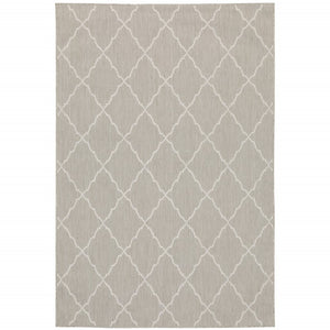 HomeRoots 7' Gray and Ivory Indoor Outdoor Area Rug - Durable, Stylish, Low-Profile Design for Any Space 9'10" x 12'10" 389552