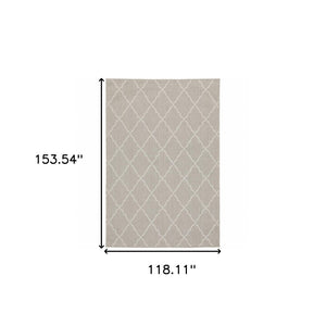HomeRoots 7' Gray and Ivory Indoor Outdoor Area Rug - Durable, Stylish, Low-Profile Design for Any Space 9'10" x 12'10" 389552