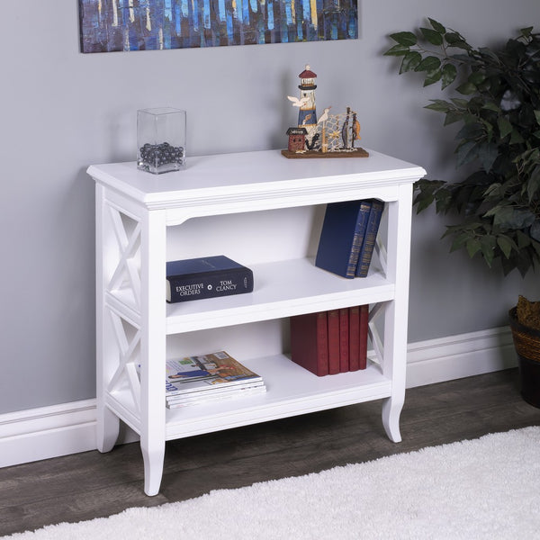 Homeroots 30" White Two Tier Standard Bookcase   389557