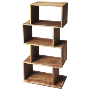 Homeroots 48" Sheesham Vertical Standard Bookcase Back Open   389558