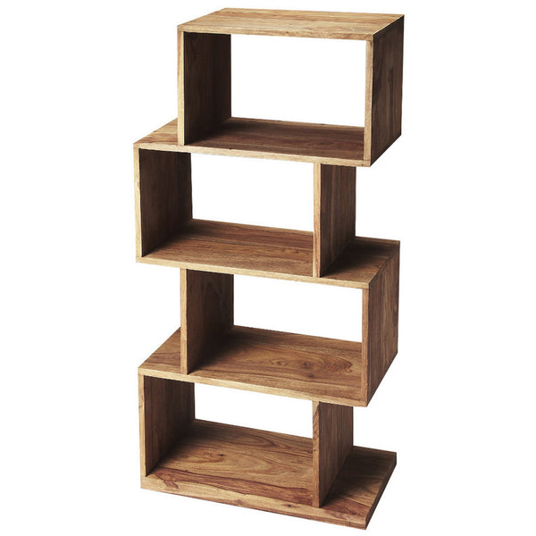 Homeroots 48" Sheesham Vertical Standard Bookcase Back Open   389558
