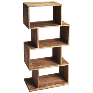 Homeroots 48" Sheesham Vertical Standard Bookcase Back Open   389558