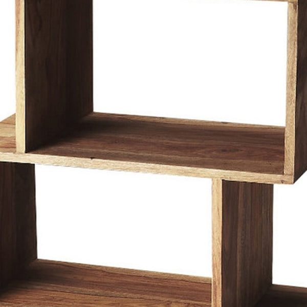 Homeroots 48" Sheesham Vertical Standard Bookcase Back Open   389558