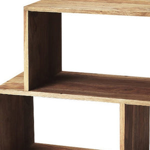 Homeroots 48" Sheesham Vertical Standard Bookcase Back Open   389558