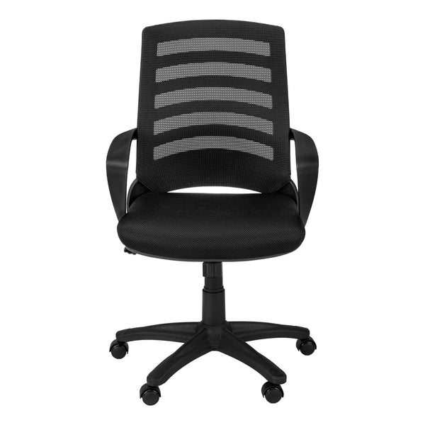 English Elm Office Mid-Back Chair with Breathable Mesh, Ergonomic Curved Support, Padded Wide Seat, Swivel and Height Adjust Black 26 L x 13 W x 24 H B2710P219652