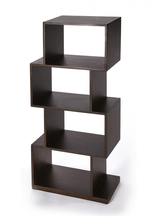 HomeRoots 48" Dark Brown Wood Three-Tier Bookcase - Versatile Storage for Home, Office, and Décor Display 389559