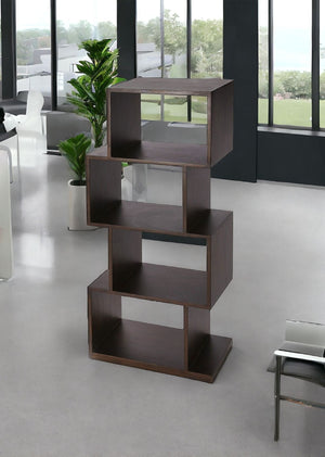 HomeRoots 48" Dark Brown Wood Three-Tier Bookcase - Versatile Storage for Home, Office, and Décor Display 389559