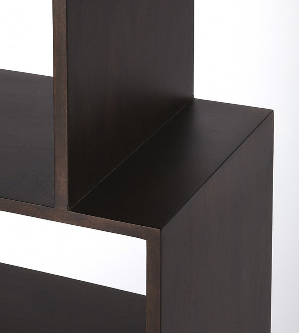 HomeRoots 48" Dark Brown Wood Three-Tier Bookcase - Versatile Storage for Home, Office, and Décor Display 389559