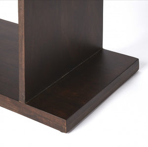 HomeRoots 48" Dark Brown Wood Three-Tier Bookcase - Versatile Storage for Home, Office, and Décor Display 389559