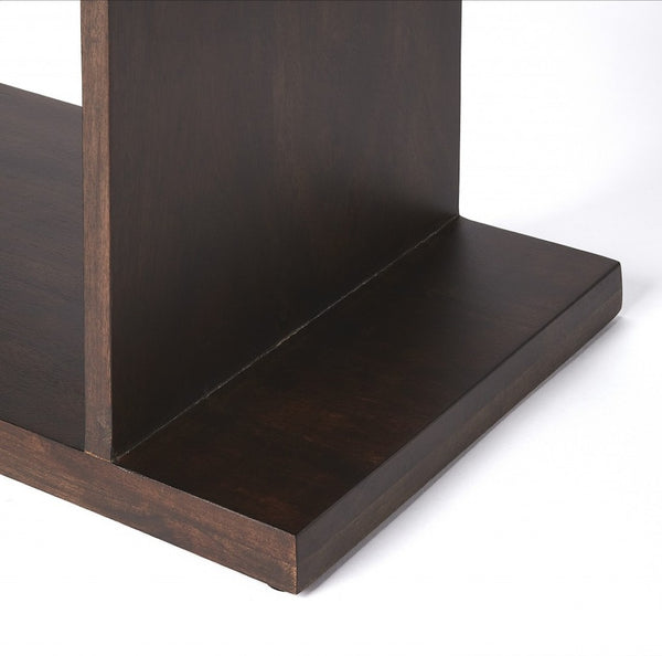 HomeRoots 48" Dark Brown Wood Three-Tier Bookcase - Versatile Storage for Home, Office, and Décor Display 389559