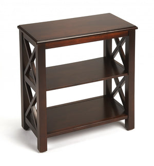 Homeroots 25" Dark Brown Two Tier Standard Bookcase   389560