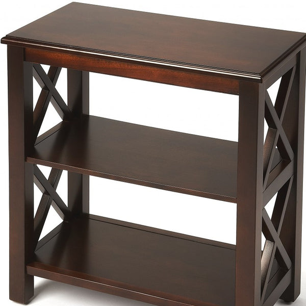 Homeroots 25" Dark Brown Two Tier Standard Bookcase   389560