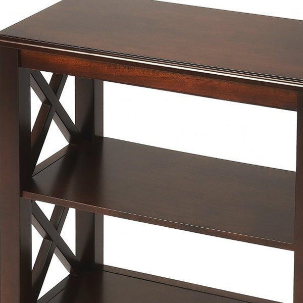 Homeroots 25" Dark Brown Two Tier Standard Bookcase   389560