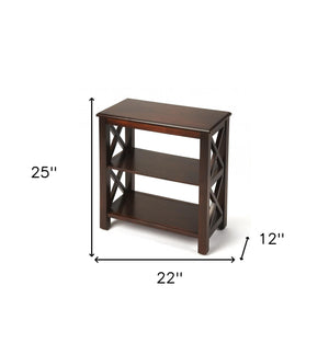 Homeroots 25" Dark Brown Two Tier Standard Bookcase   389560