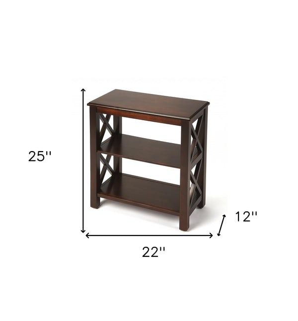 Homeroots 25" Dark Brown Two Tier Standard Bookcase   389560