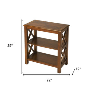 Homeroots 25" Brown Two Tier Standard Bookcase   389561
