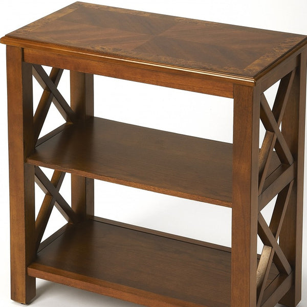 Homeroots 25" Brown Two Tier Standard Bookcase   389561