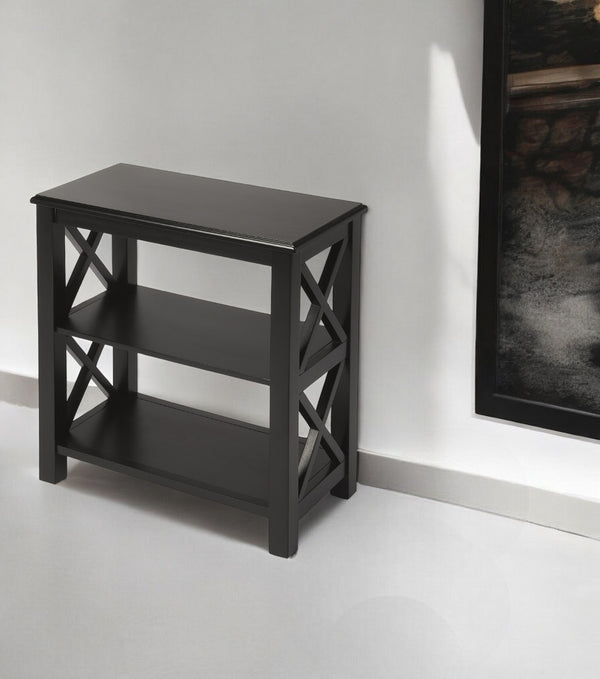 Homeroots 25" Black Two Tier Standard Bookcase   389562