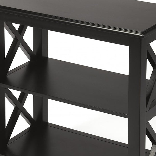 Homeroots 25" Black Two Tier Standard Bookcase   389562