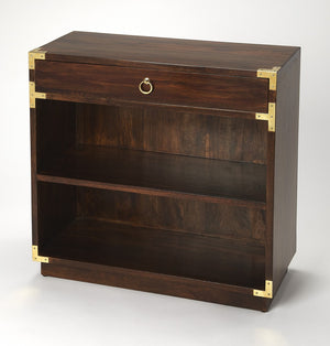 Homeroots 28" Dark Brown Two Tier Standard Bookcase With One Drawer   389565