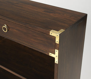 Homeroots 28" Dark Brown Two Tier Standard Bookcase With One Drawer   389565