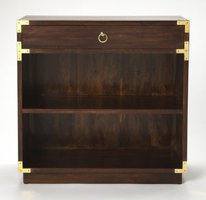 Homeroots 28" Dark Brown Two Tier Standard Bookcase With One Drawer   389565