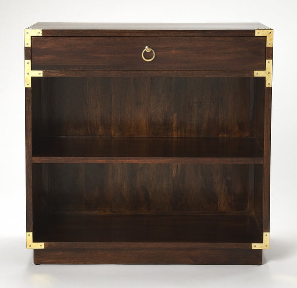 Homeroots 28" Dark Brown Two Tier Standard Bookcase With One Drawer   389565