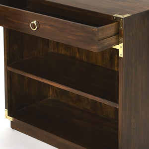 Homeroots 28" Dark Brown Two Tier Standard Bookcase With One Drawer   389565