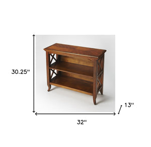 Homeroots 30" Brown Wood Two Tier Bookcase   389576