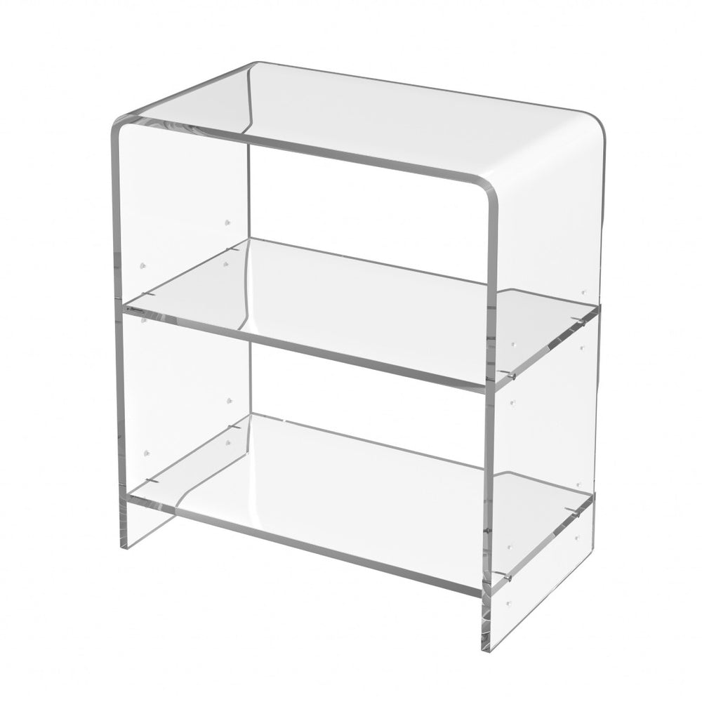HomeRoots 25" Clear Plastic Two-Tier Bookcase - Stylish Minimalist Storage for Books & Décor in Any Room 389577